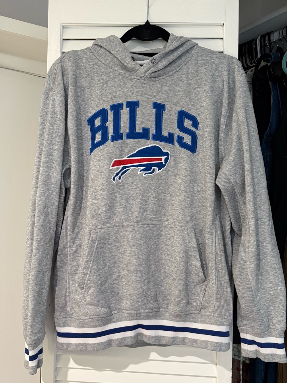 NFL Gray Bills Pullover Hoodie with Blue & Red Logo